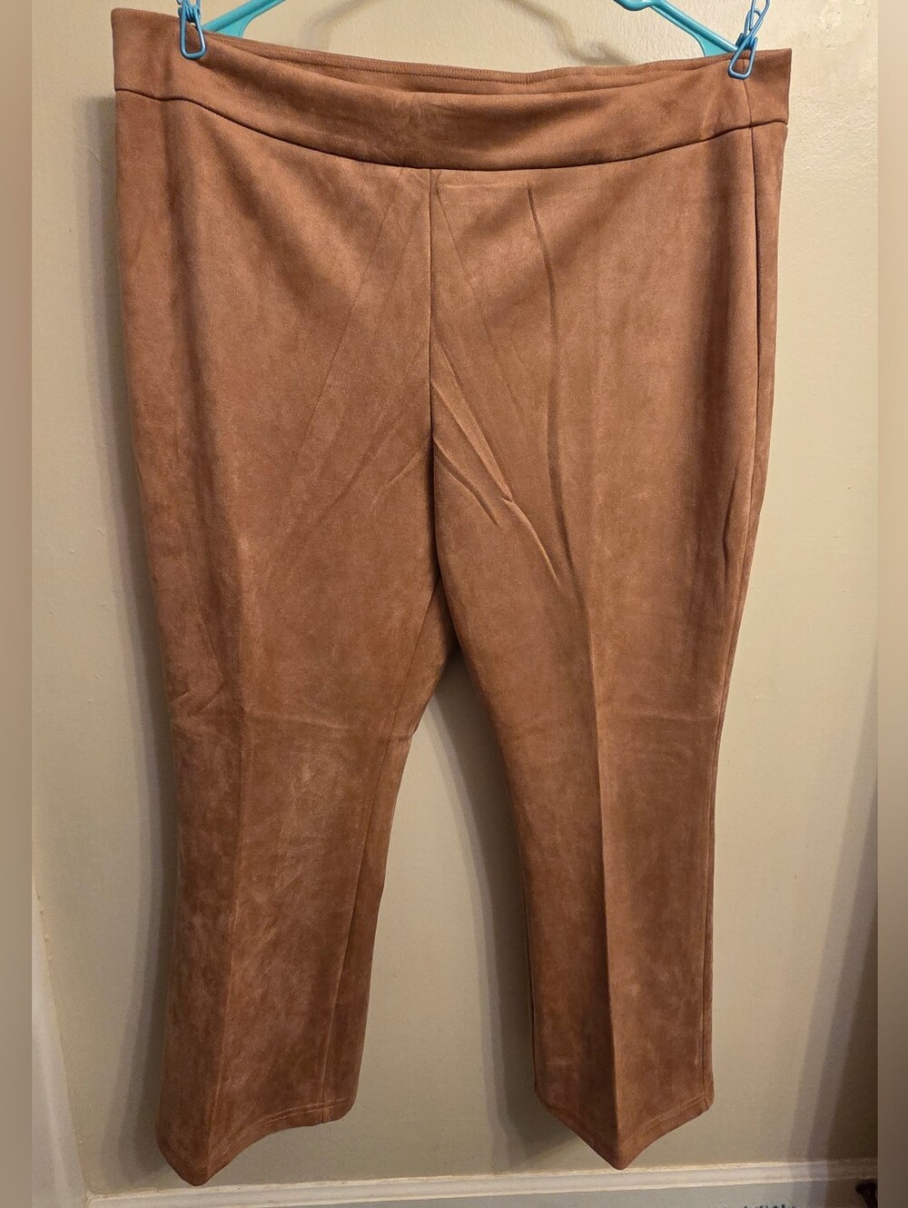 Zac Rachel Tan Faux Suede Pants XL Boho 70s Dark Academia Neutral Career Stretch